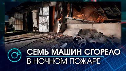 Сгорел Land Cruiser и ещё 6 авто в ночном пожаре под Новосибирском